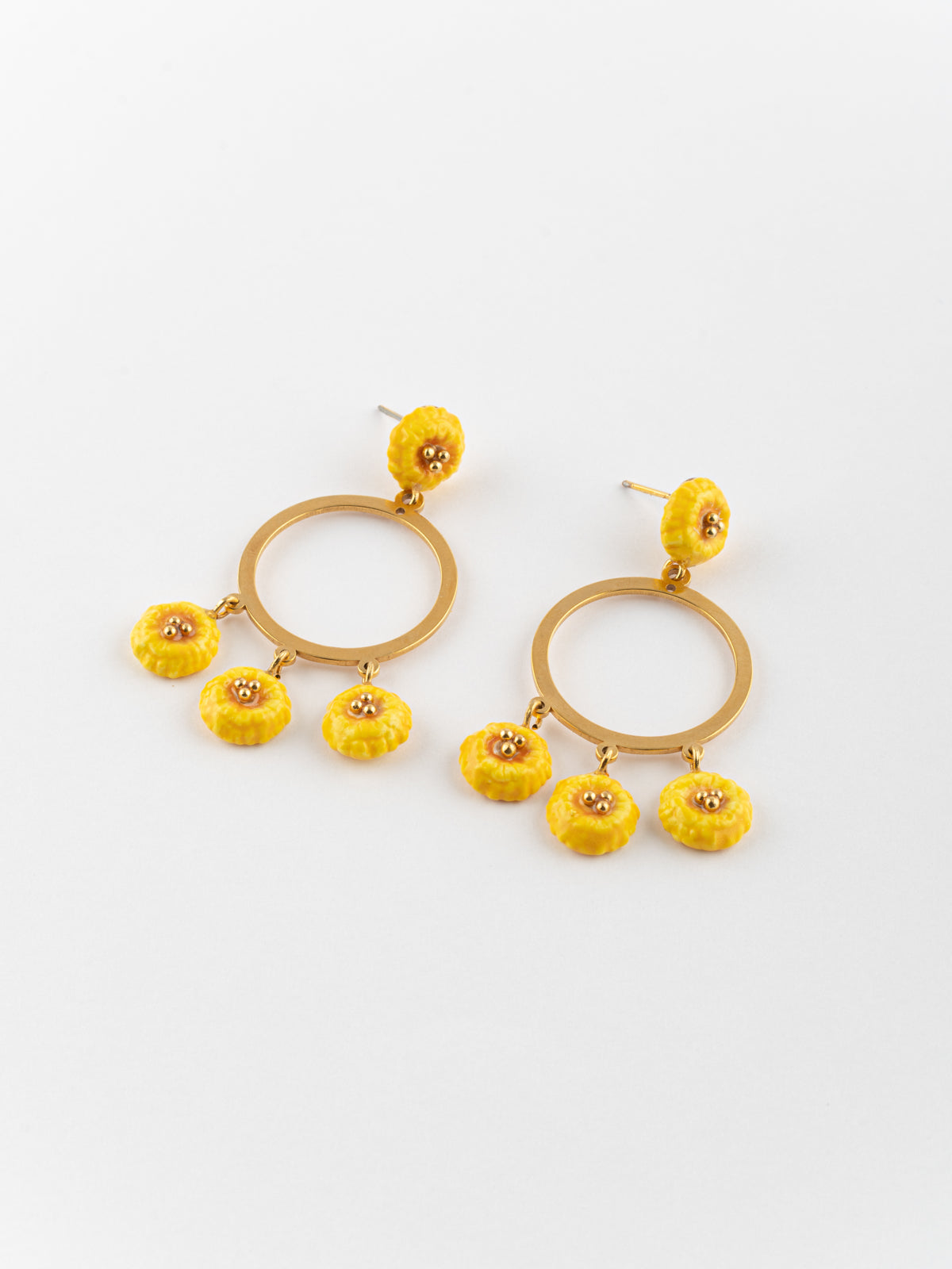 Boucles d'oreilles rondes pissenlit