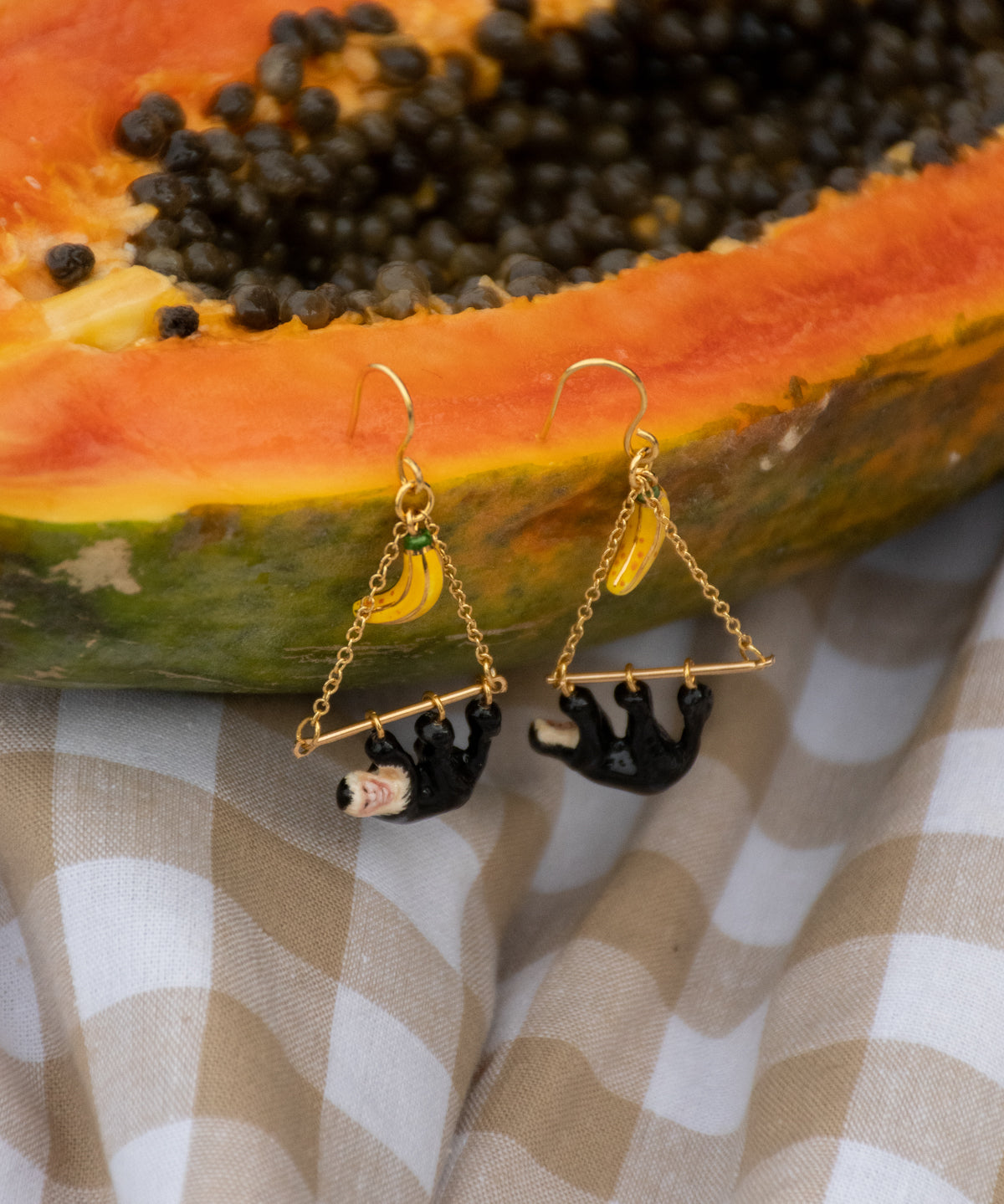 Boucles d'oreilles triangles capucin & banane