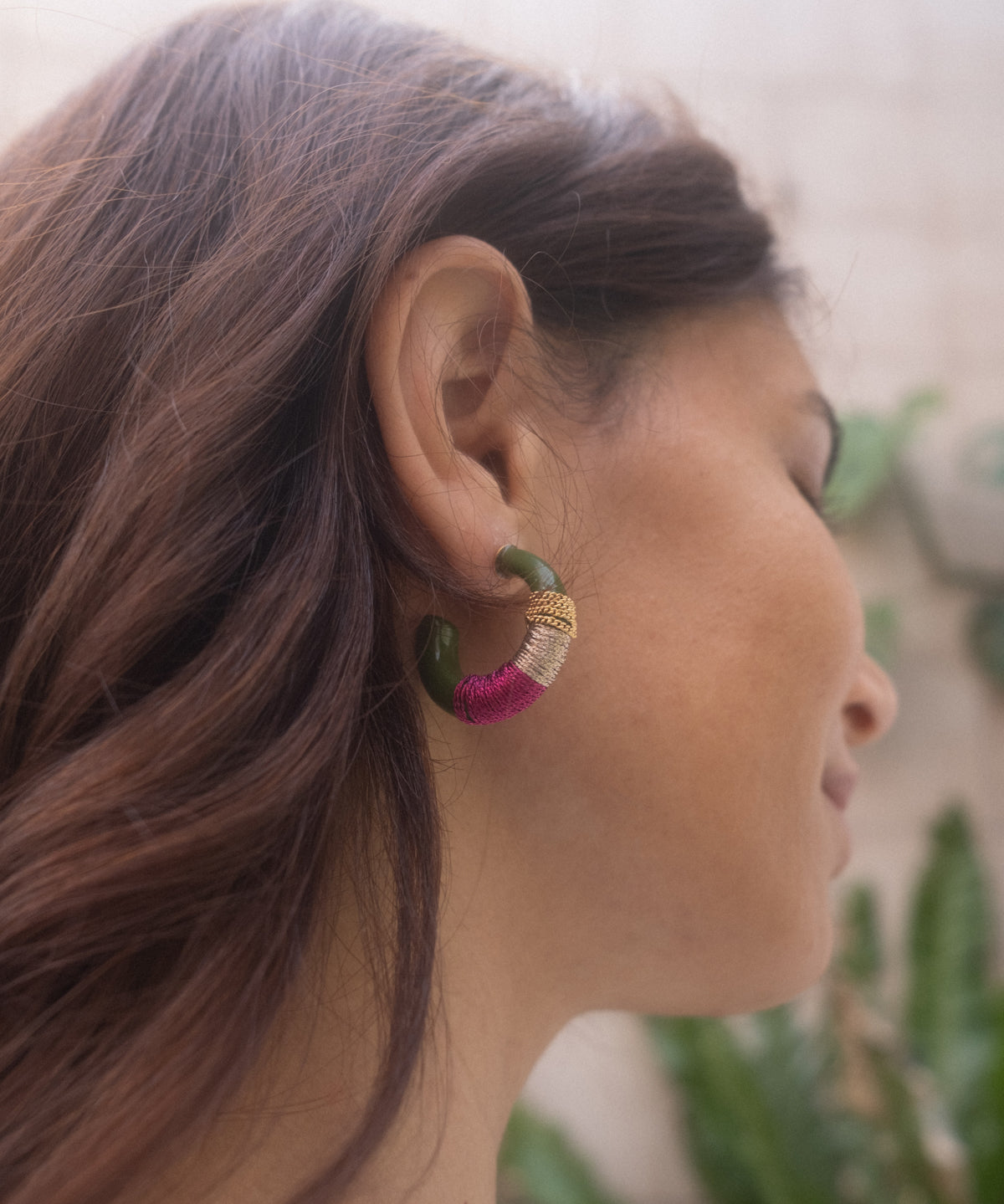 Boucles d'oreilles vert ethnique