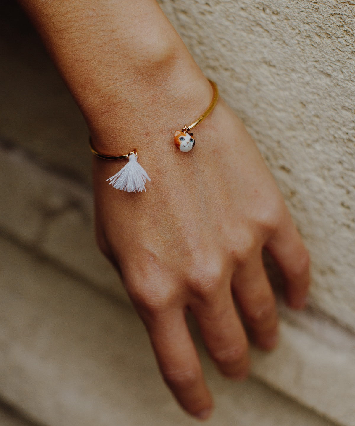 Bracelet ajustable chat avec pompon