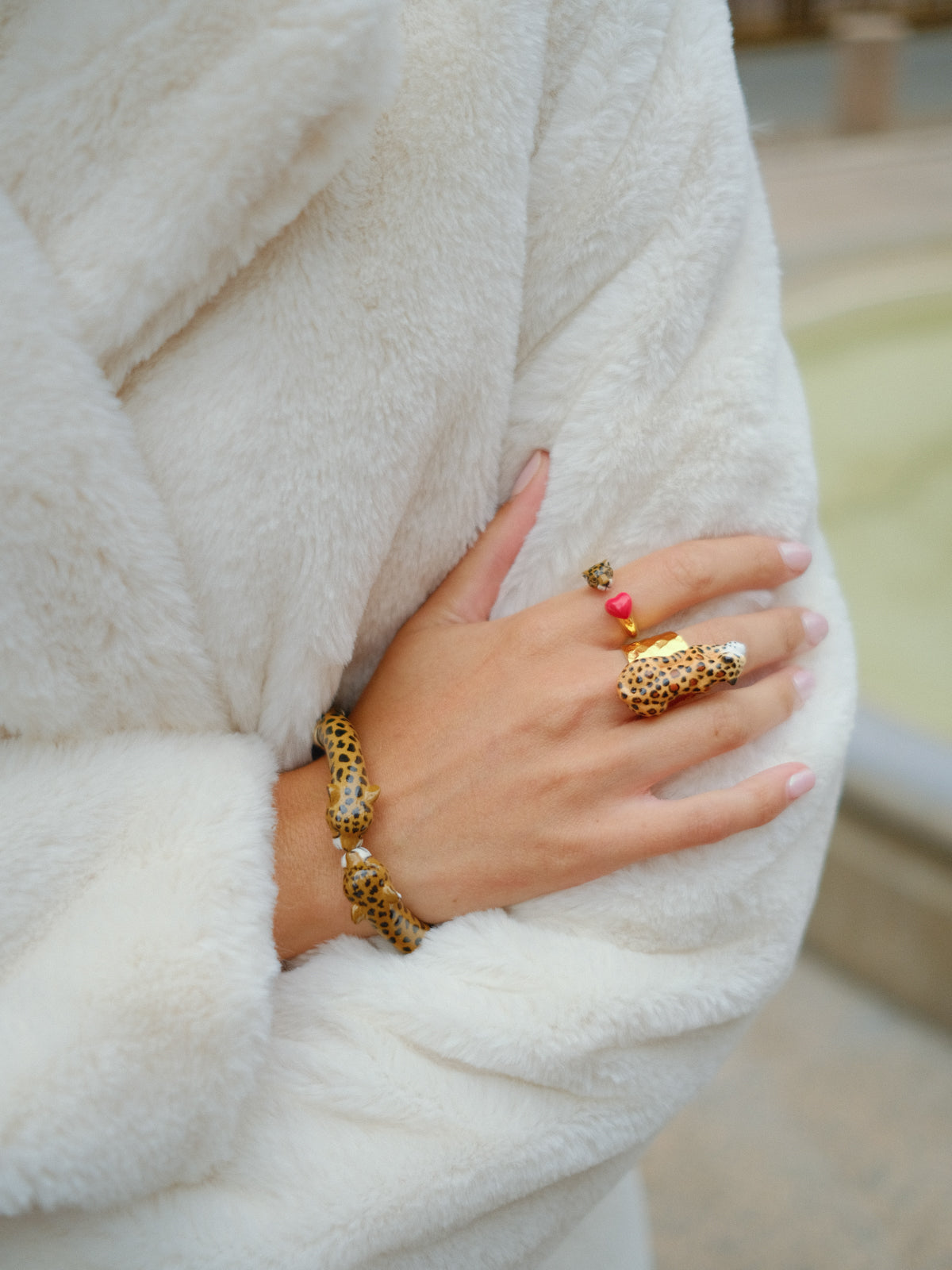 Bracelet perles guépard - Premier amour