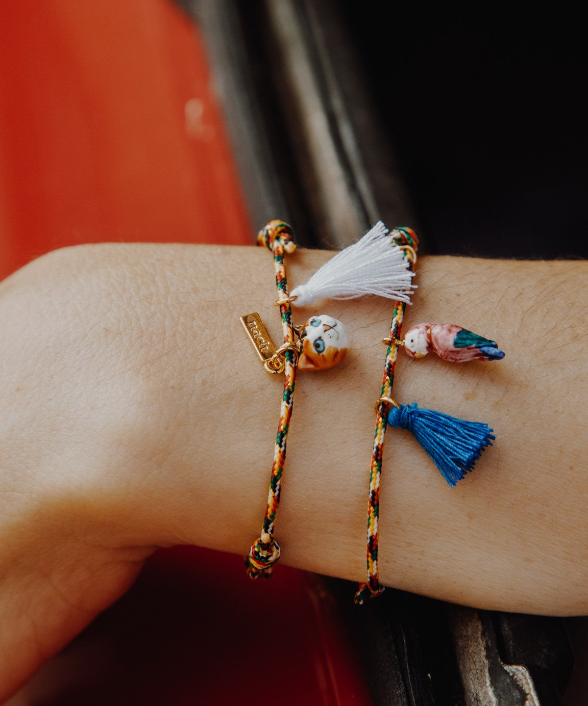 Bracelet corde chat et pompon