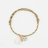 Bracelet charm's multicolore chat tabby avec pompon