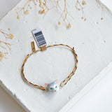 bracelet ajustable en porcelaine peinte à la main et coton animal chat tabby gris