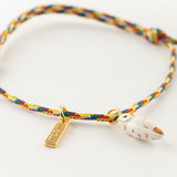 Bracelet charm's multicolore oiseau chouette porcelaine peint a la main