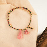 Bracelet corde flamant rose