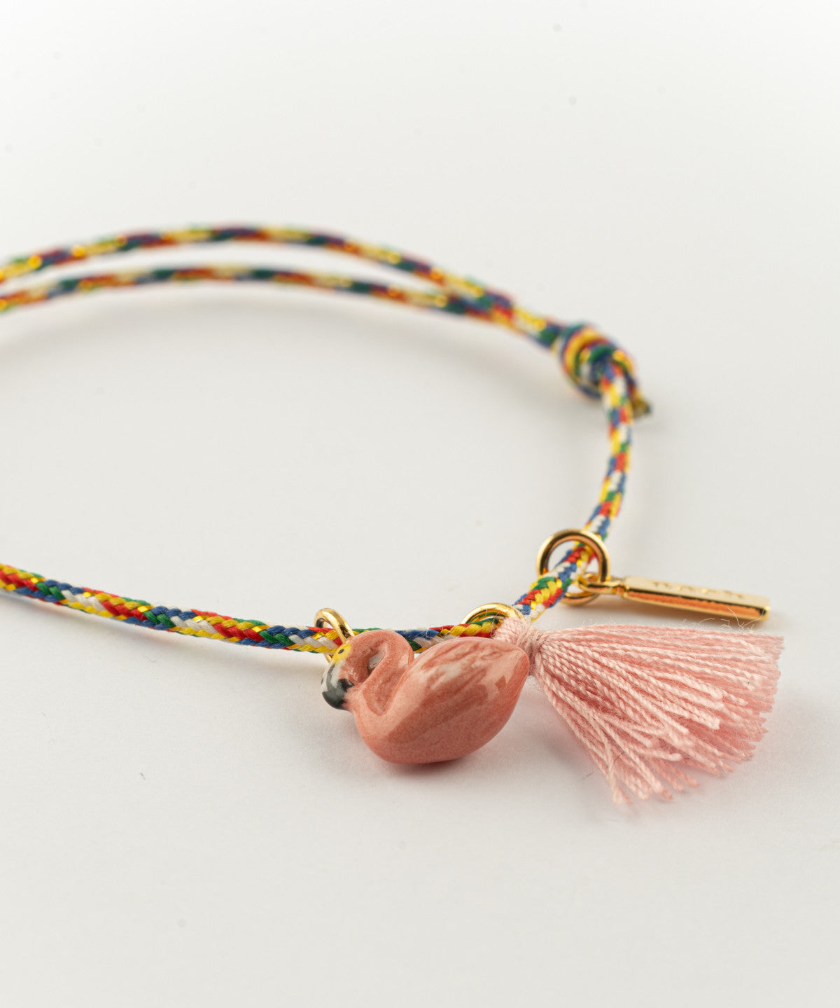 Bracelet corde flamant rose