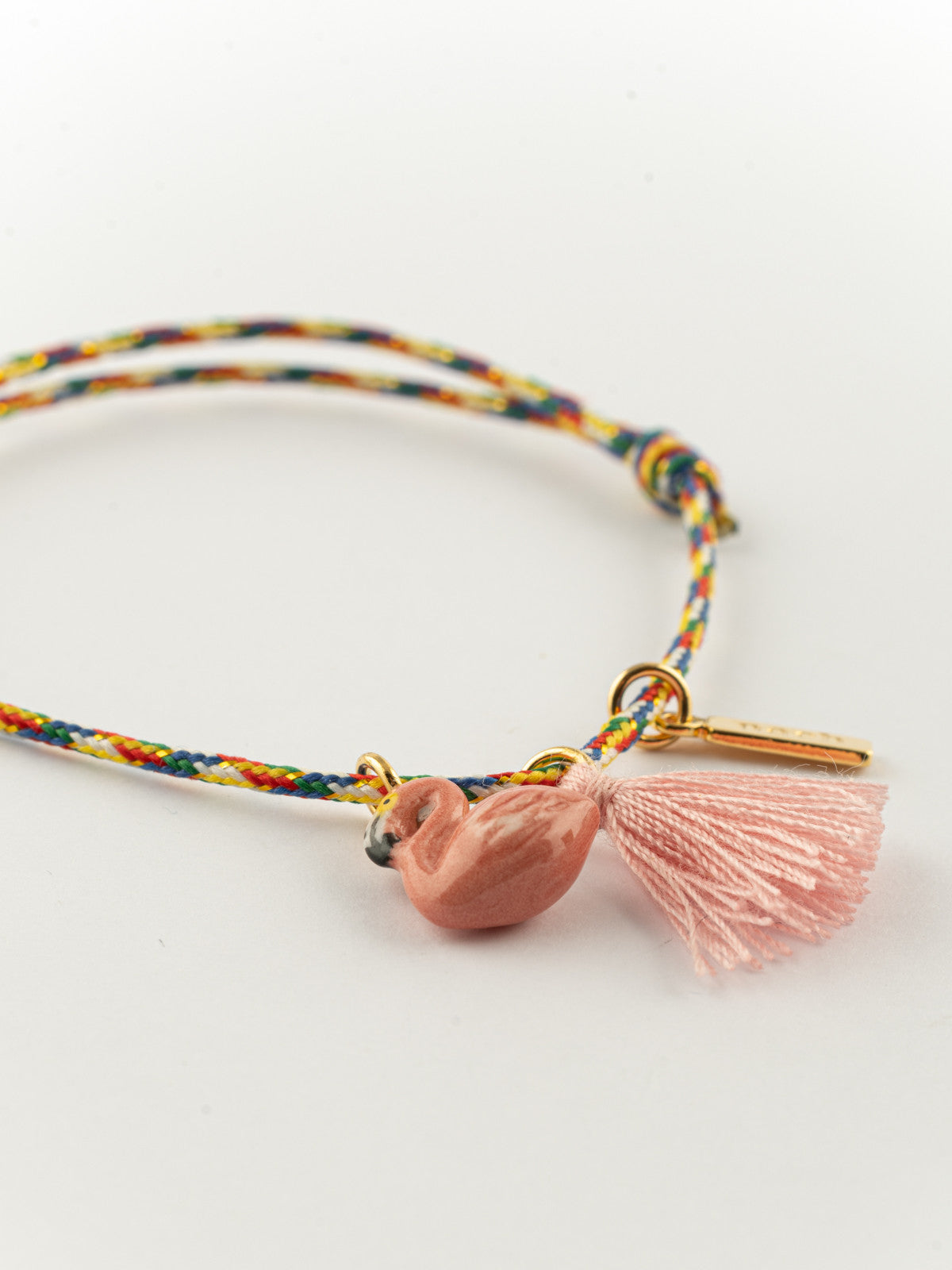Bracelet corde flamant rose