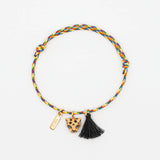 Bracelet charm's multicolore léopard avec pompon