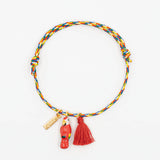 Bracelet charm's multicolore perroquet rouge avec pompon