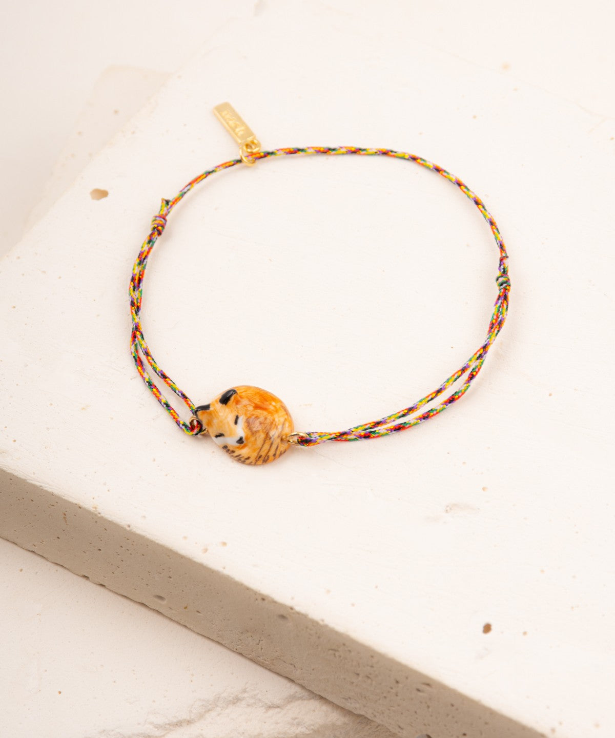 bijou bracelet ajustable animal renard en porcelaine peinte à la main