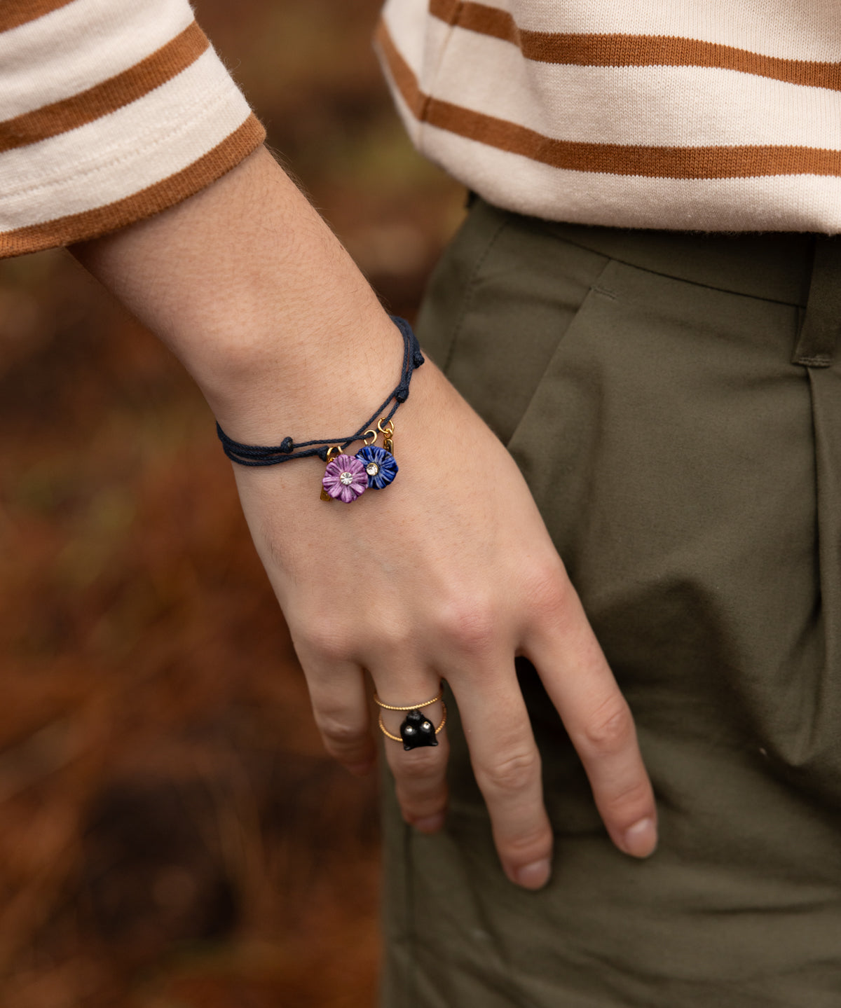 Bracelet cordon chardon bleu