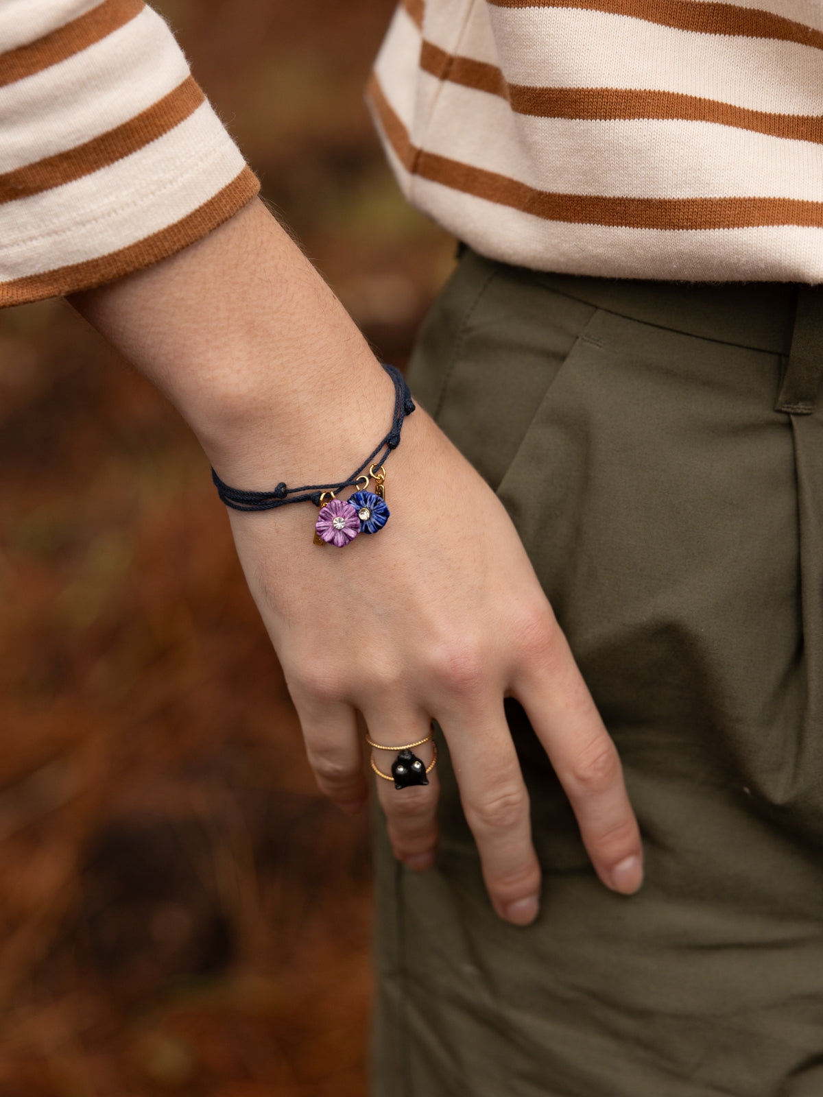 Bracelet cordon chardon violet