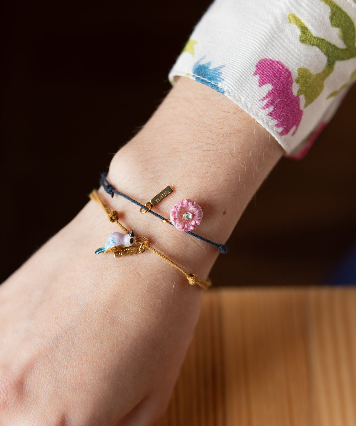 Bracelet cordon oiseau