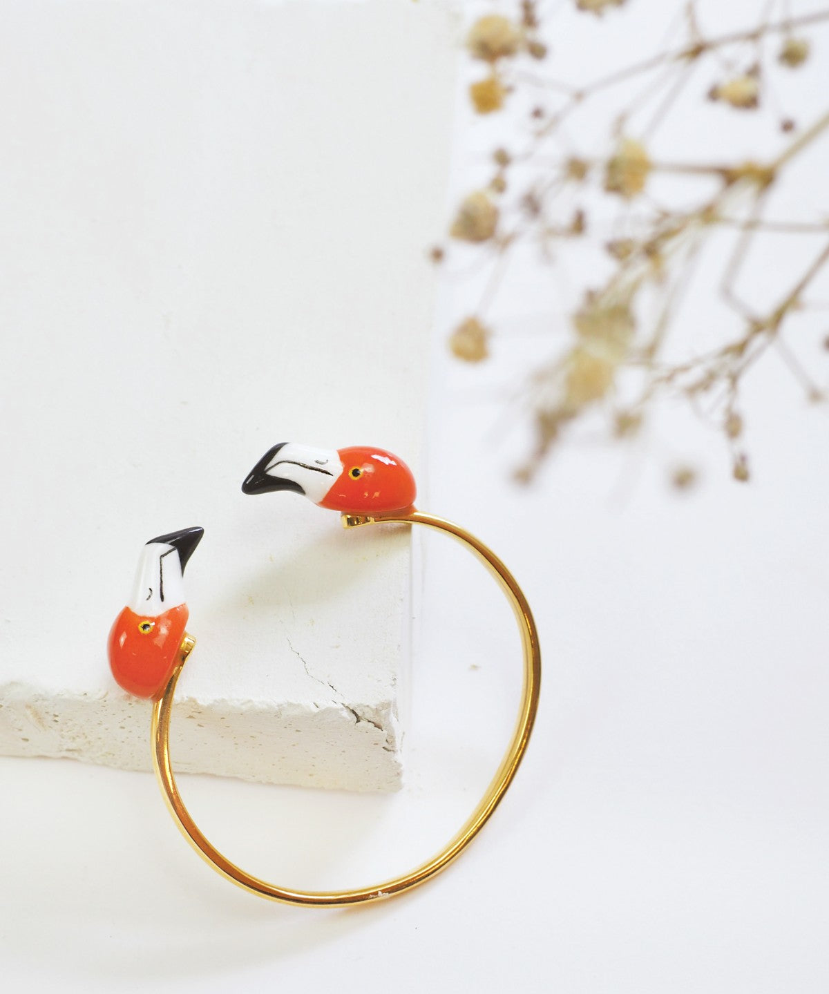 bracelet ajustable en porcelaine peinte à la main animal flamant rose