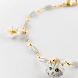 Bracelet fleur de poirier & chaton tabby