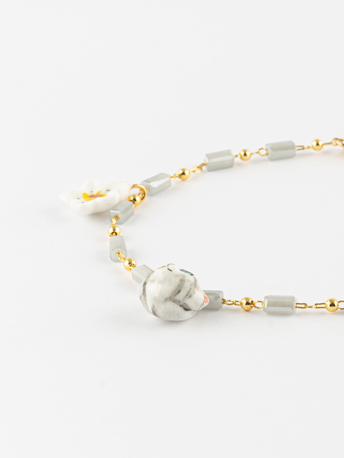 Bracelet fleur de poirier & chaton tabby