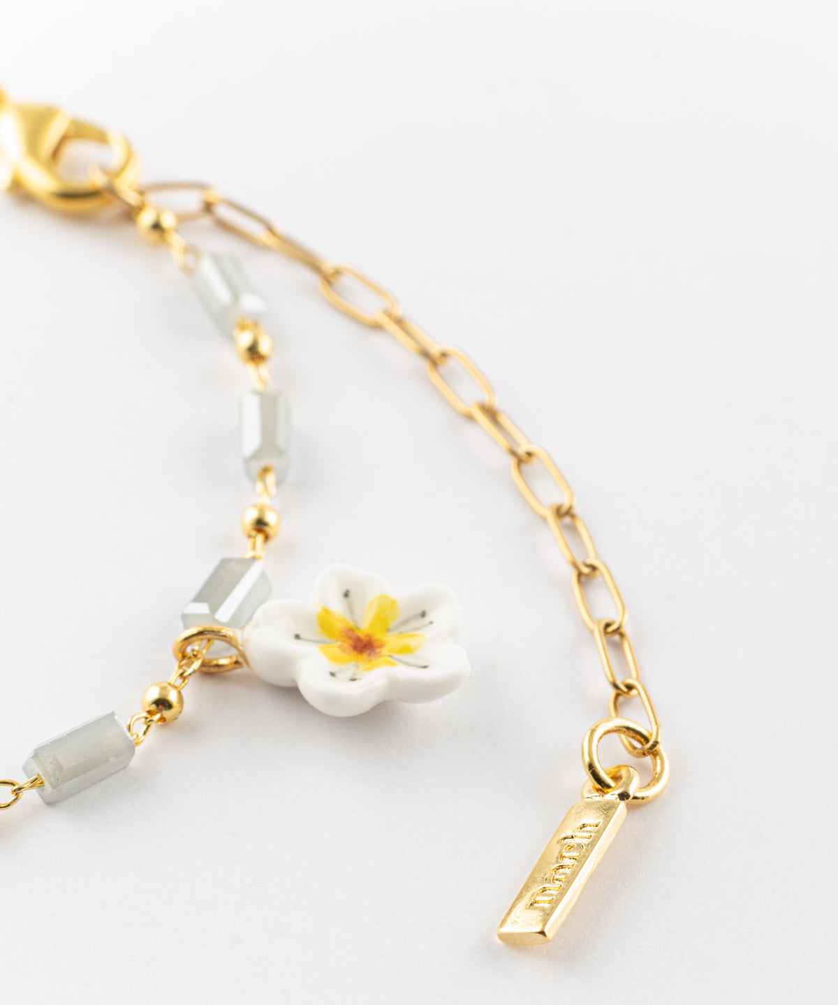 Bracelet fleur de poirier & chaton tabby