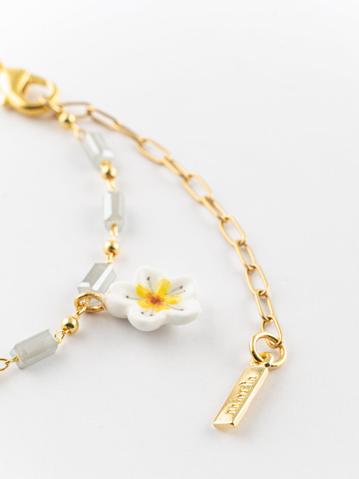 Bracelet fleur de poirier & chaton tabby