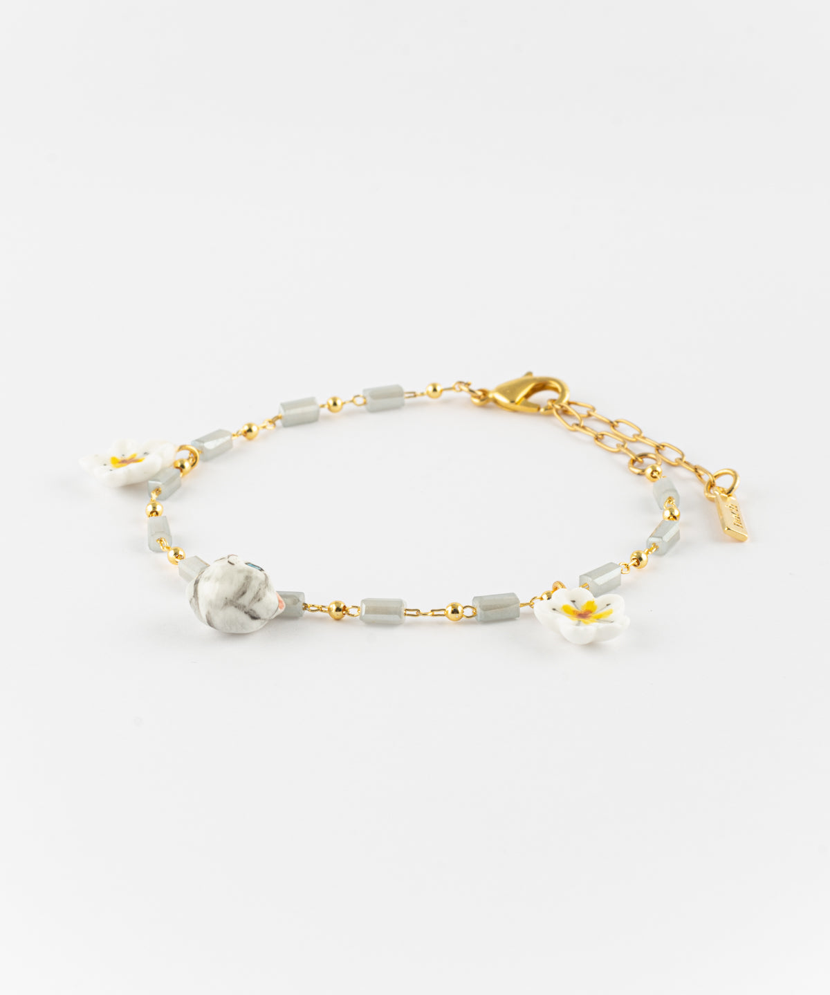 Bracelet fleur de poirier & chaton tabby