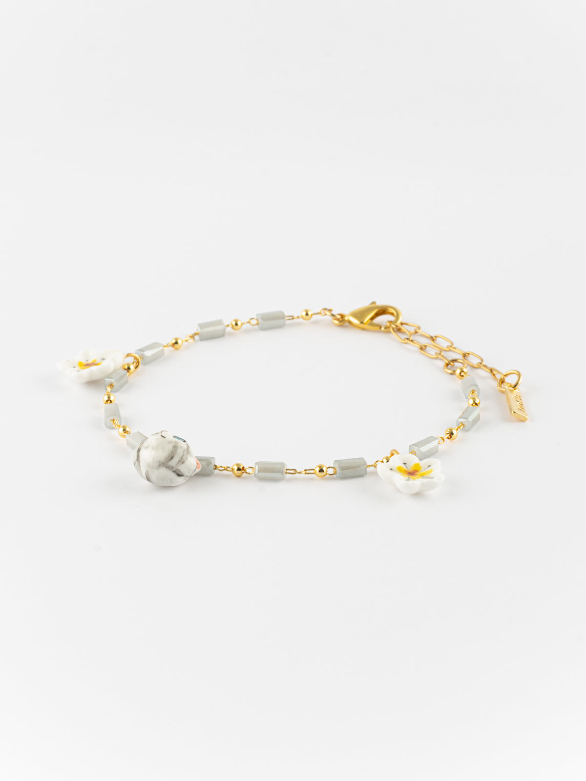 Bracelet fleur de poirier & chaton tabby