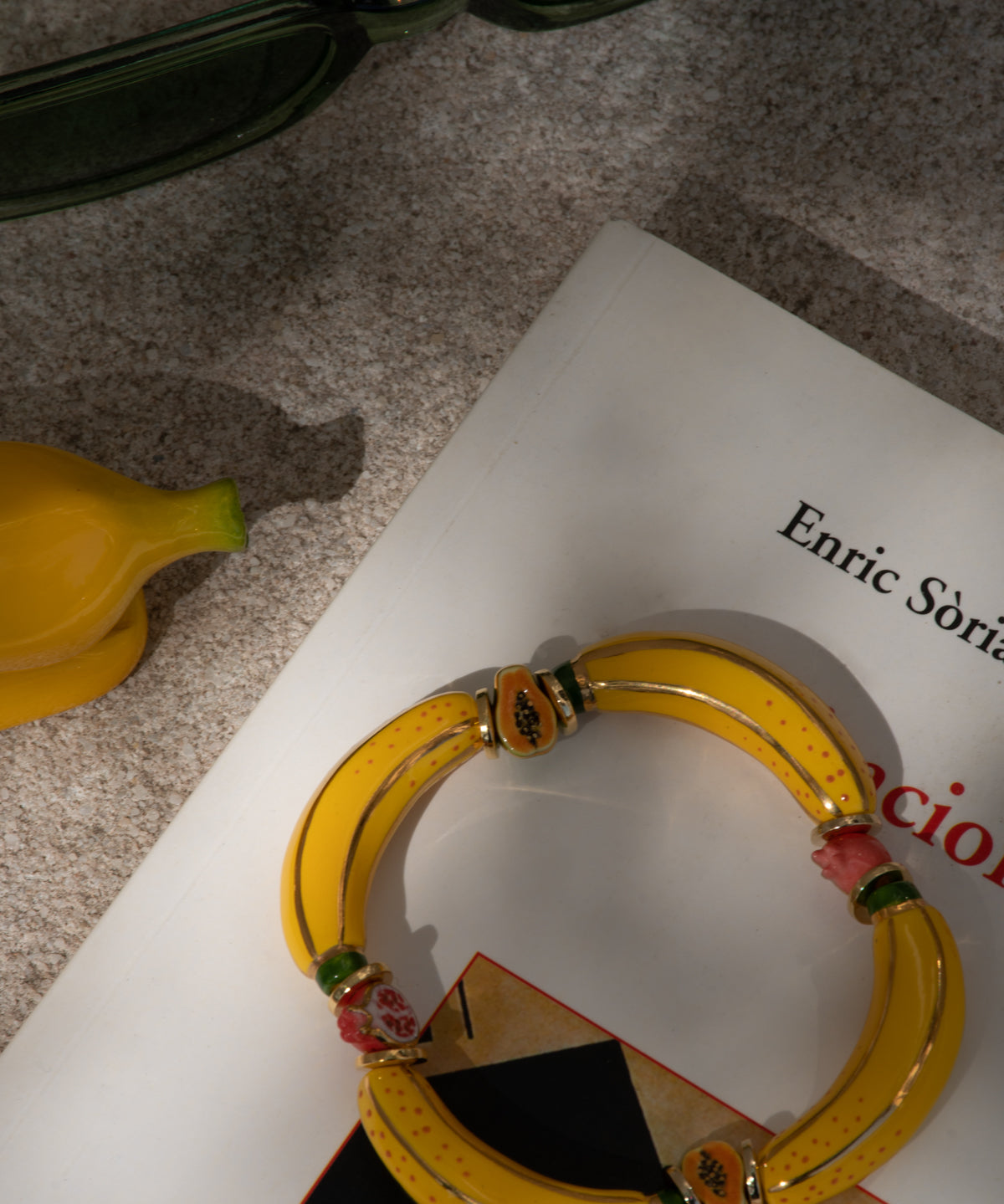 Bracelet fruits & perles bananes jaunes
