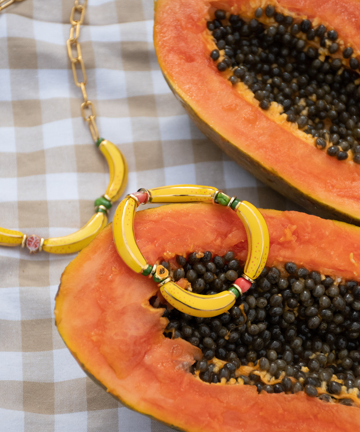 Bracelet fruits & perles bananes jaunes