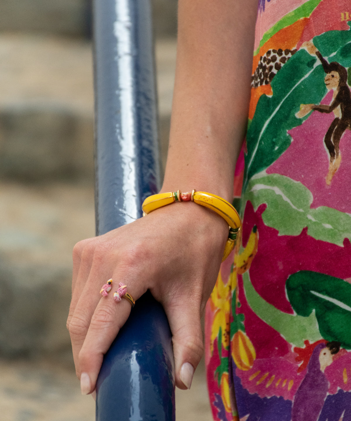 Bracelet fruits & perles bananes jaunes