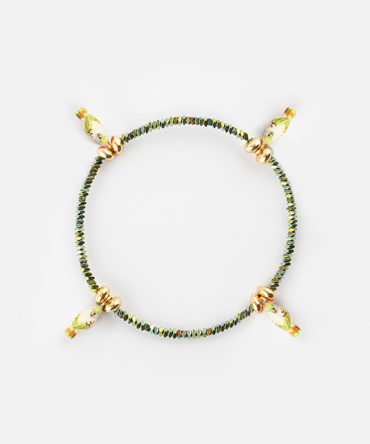 Bracelet perles d'hématite perruche