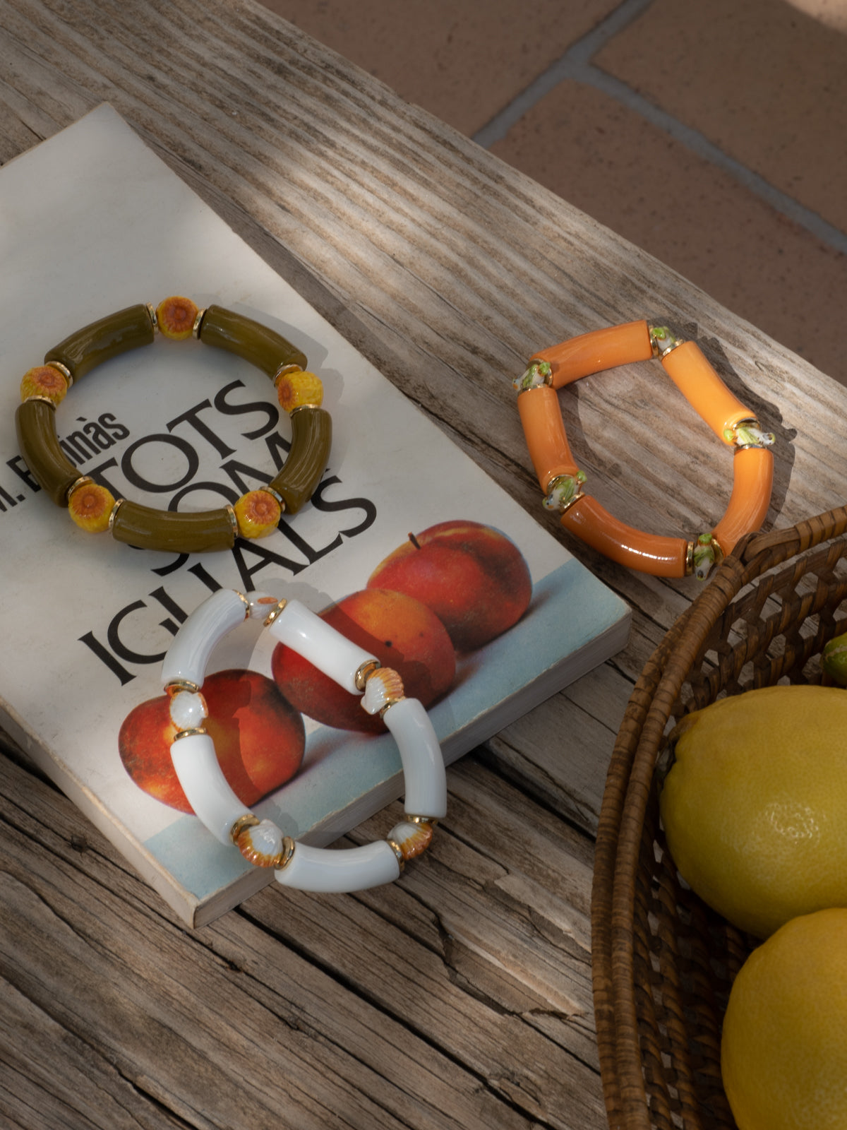 Bracelet perles orange perruche
