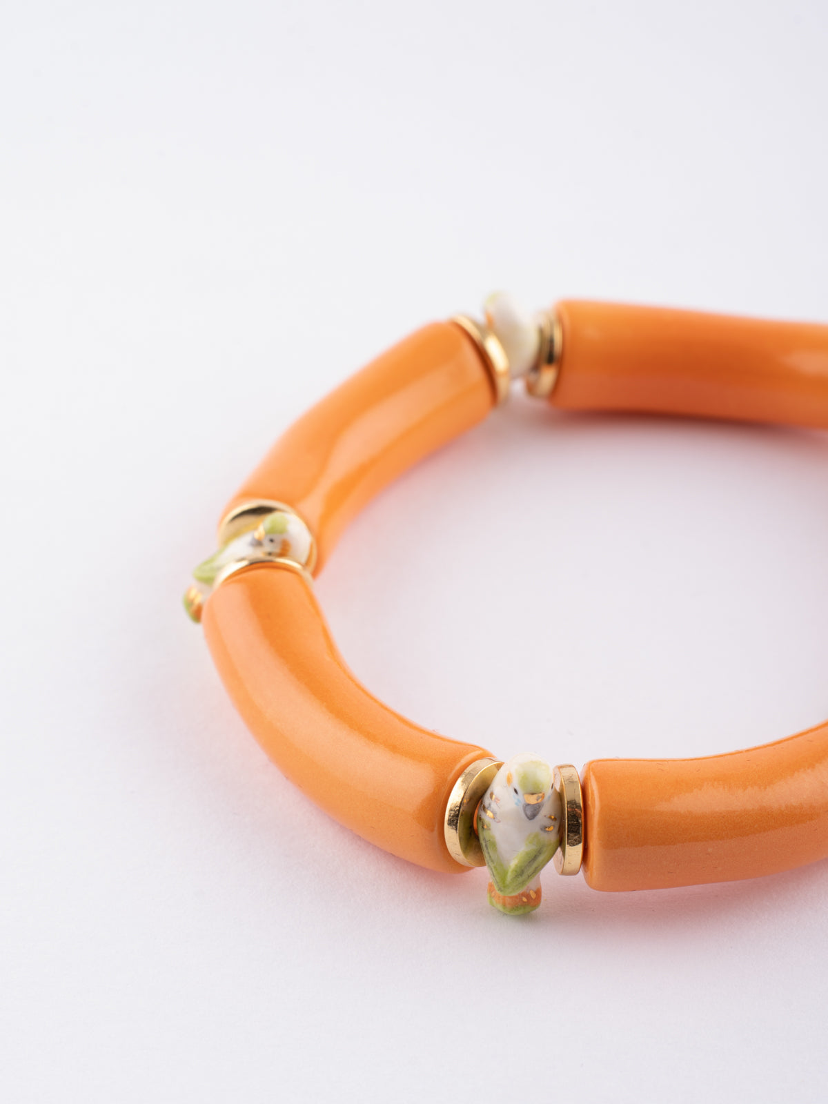 Bracelet perles orange perruche
