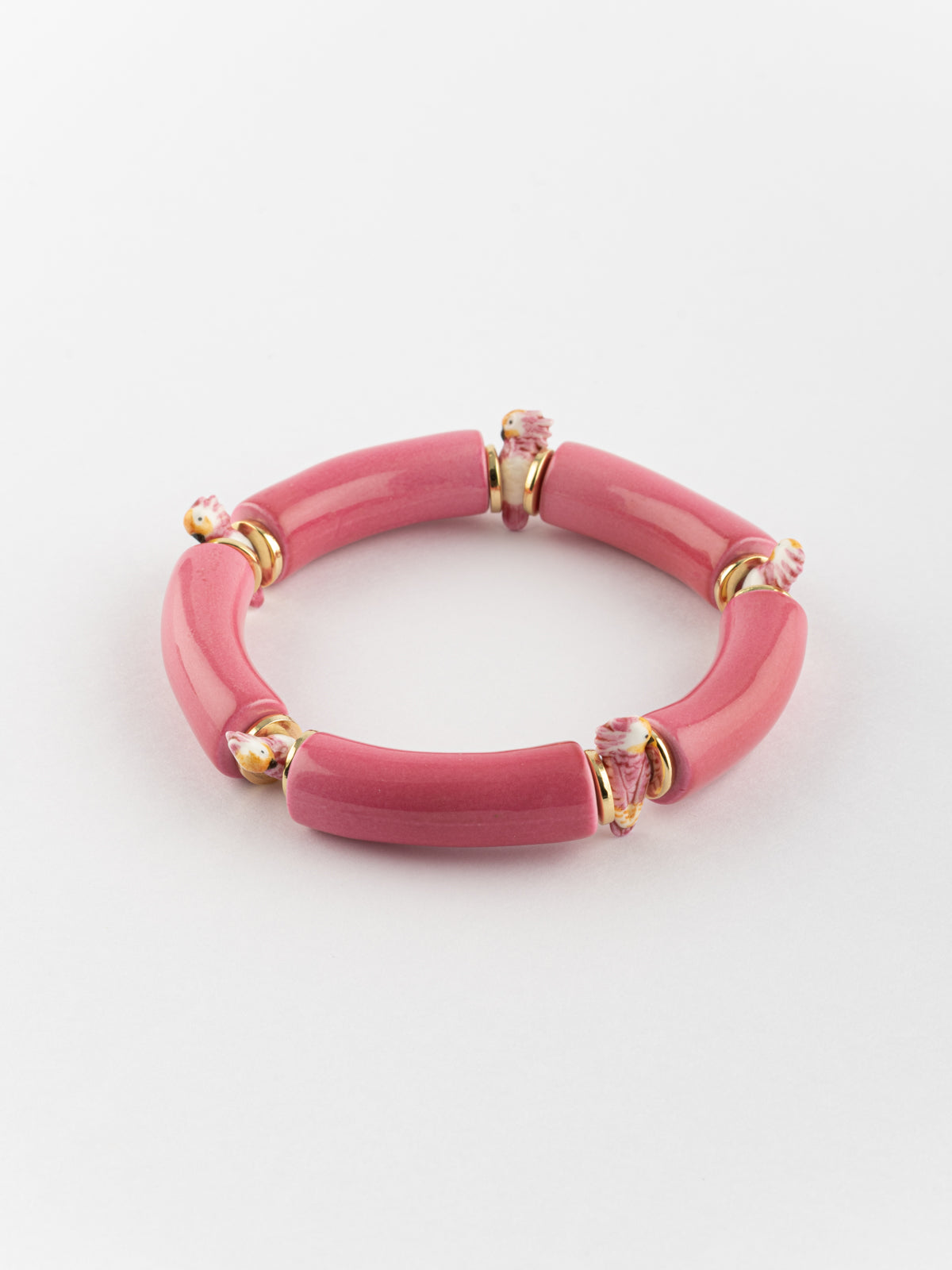 Bracelet perles roses cacatoès