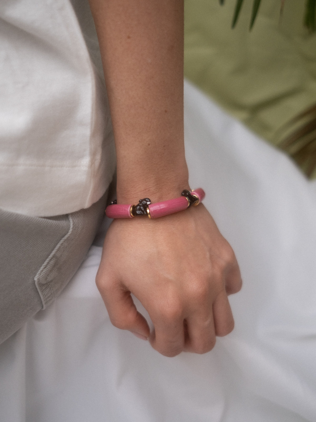 Bracelet perles roses éléphant