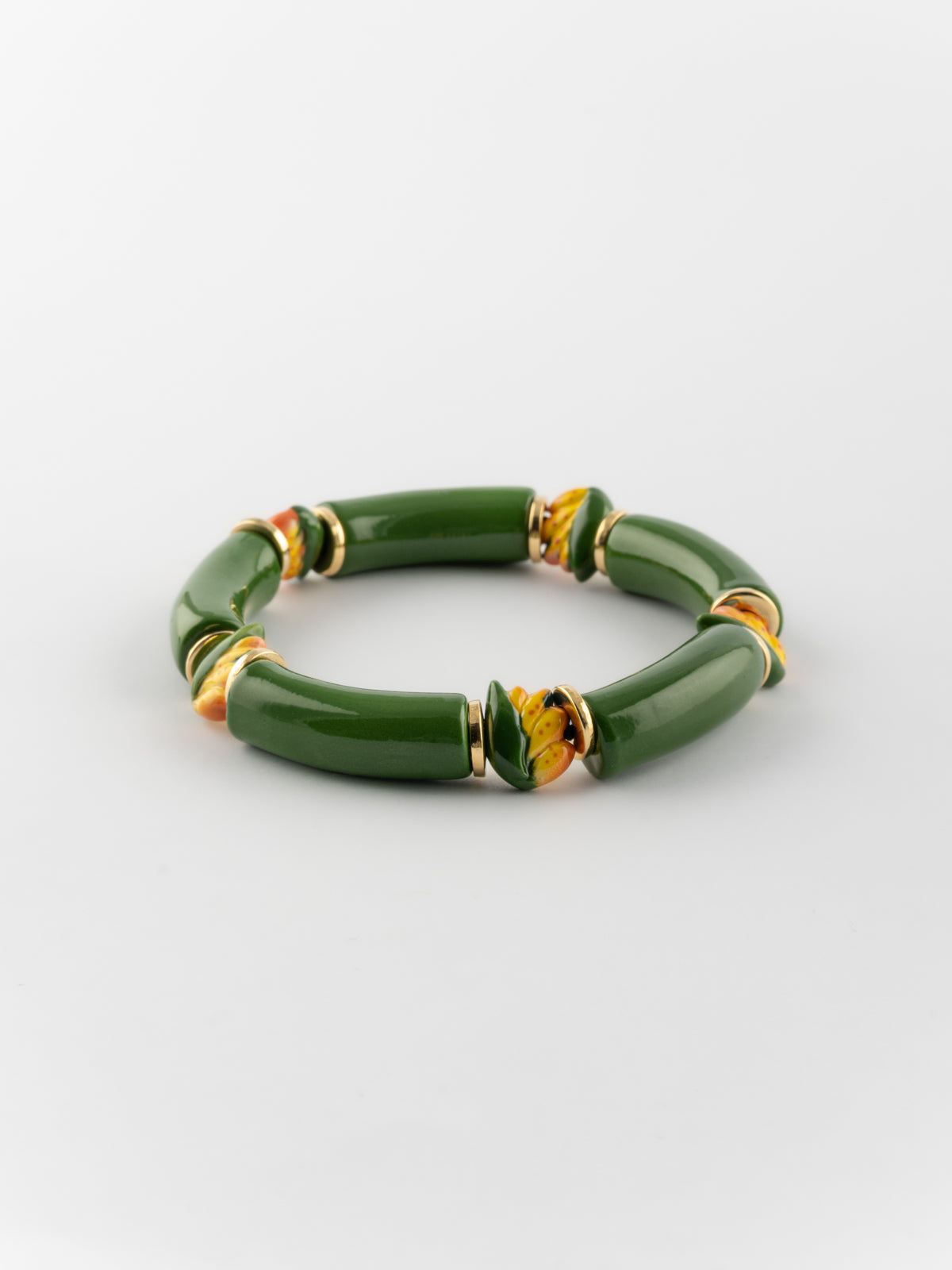 Bracelet perles vertes oiseau de paradis