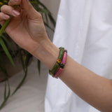 Bracelet perles vertes oiseau de paradis