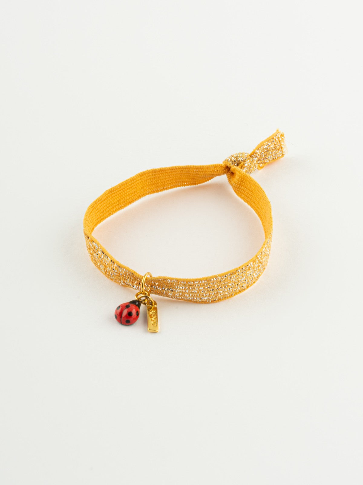 Bracelet élastique orange brillant coccinelle