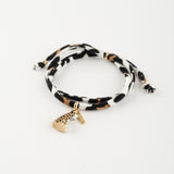 Bracelet ajustable en porcelaine coton upcyclé et laiton doré