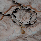 Bracelet ajustable en porcelaine coton upcyclé et laiton doré