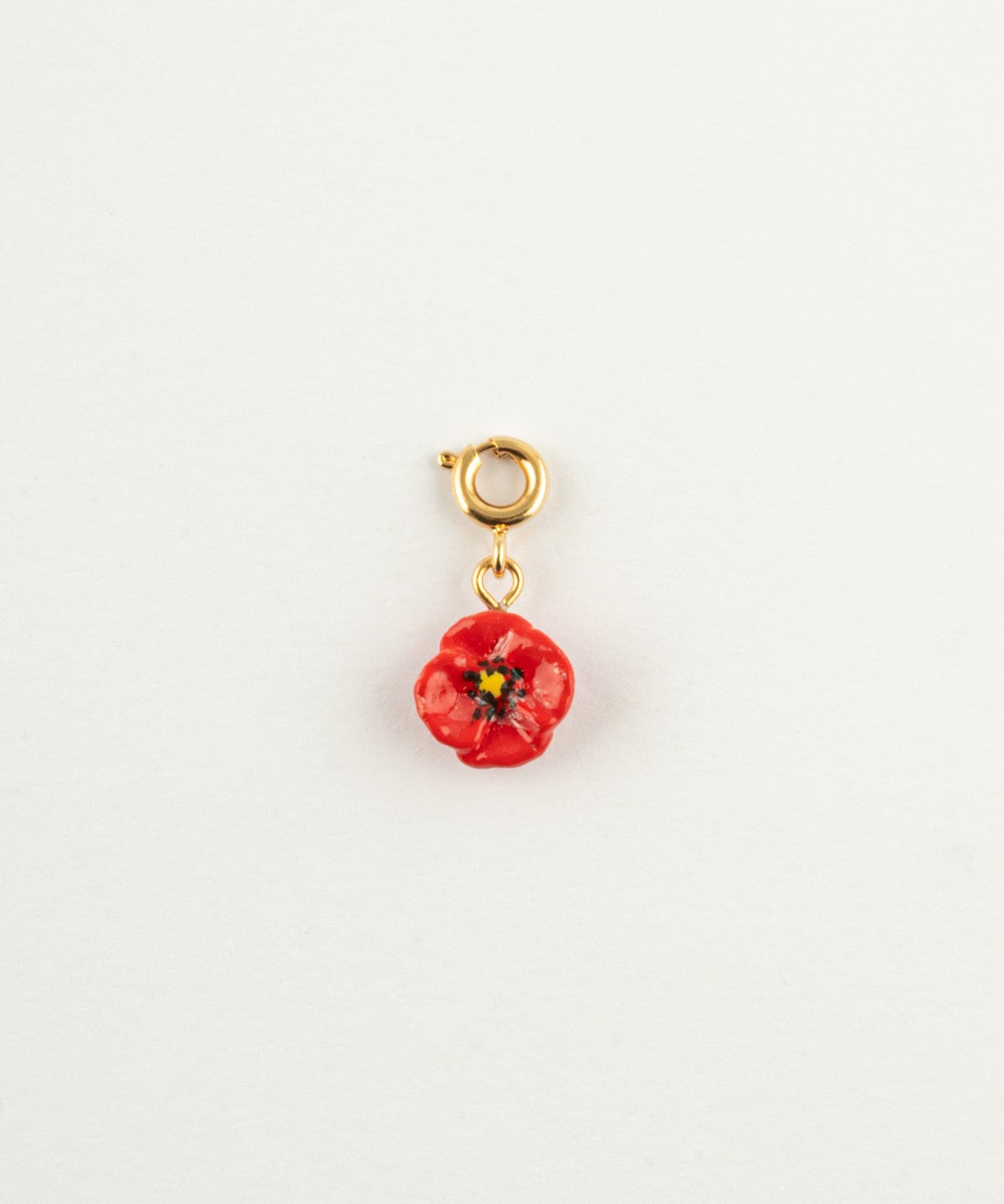 Charm's fleur coquelicot porcelaine peint à la main