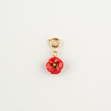 Charm's fleur coquelicot porcelaine peint à la main