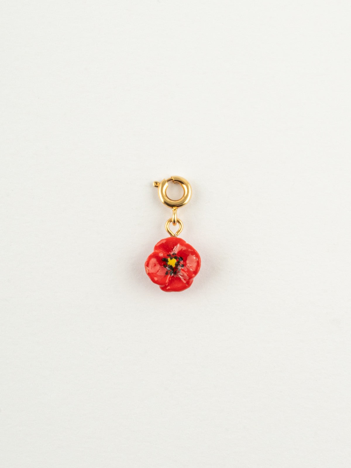 Charm's fleur coquelicot porcelaine peint à la main