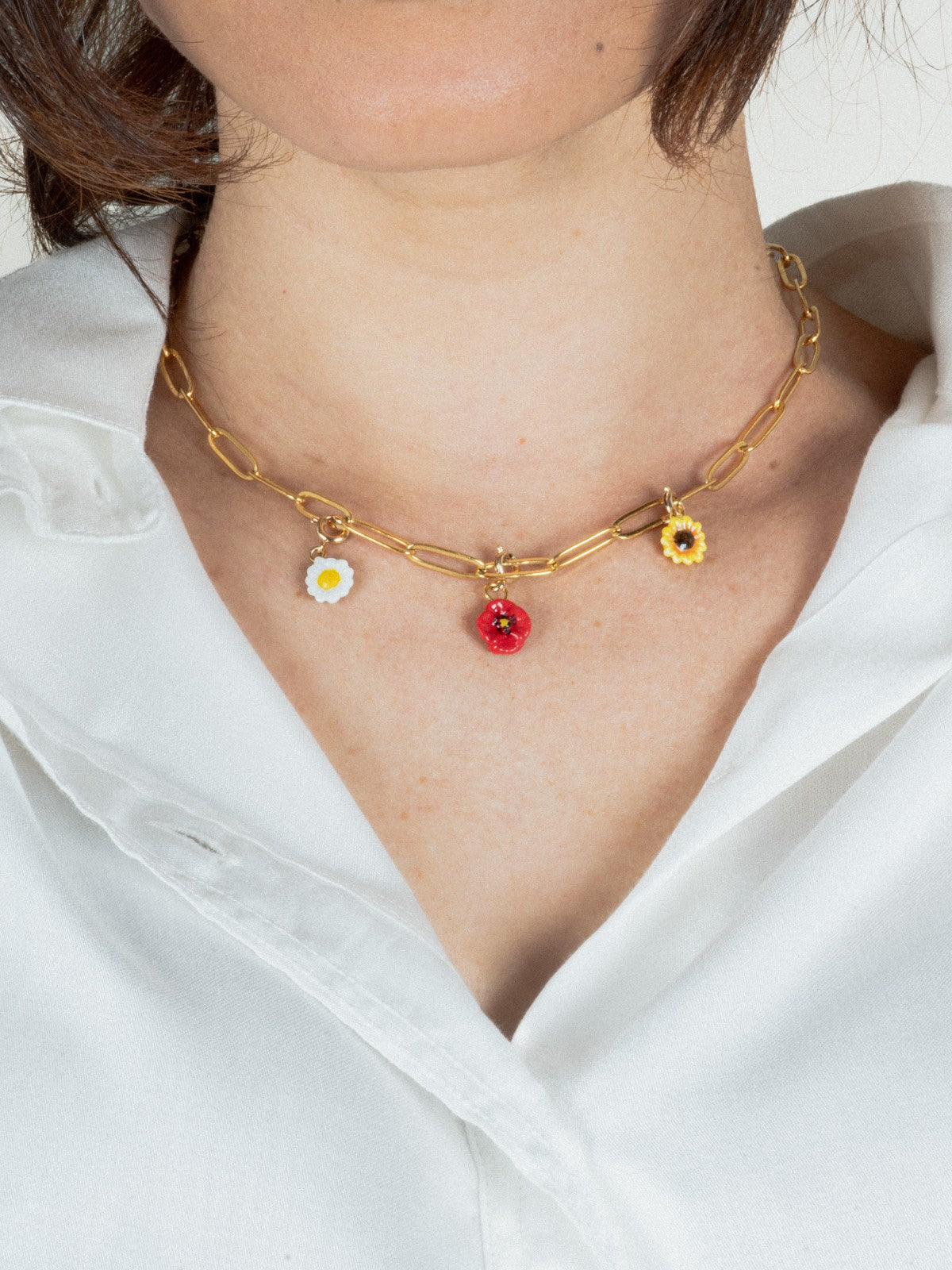 Charm's fleur coquelicot porcelaine peint à la main