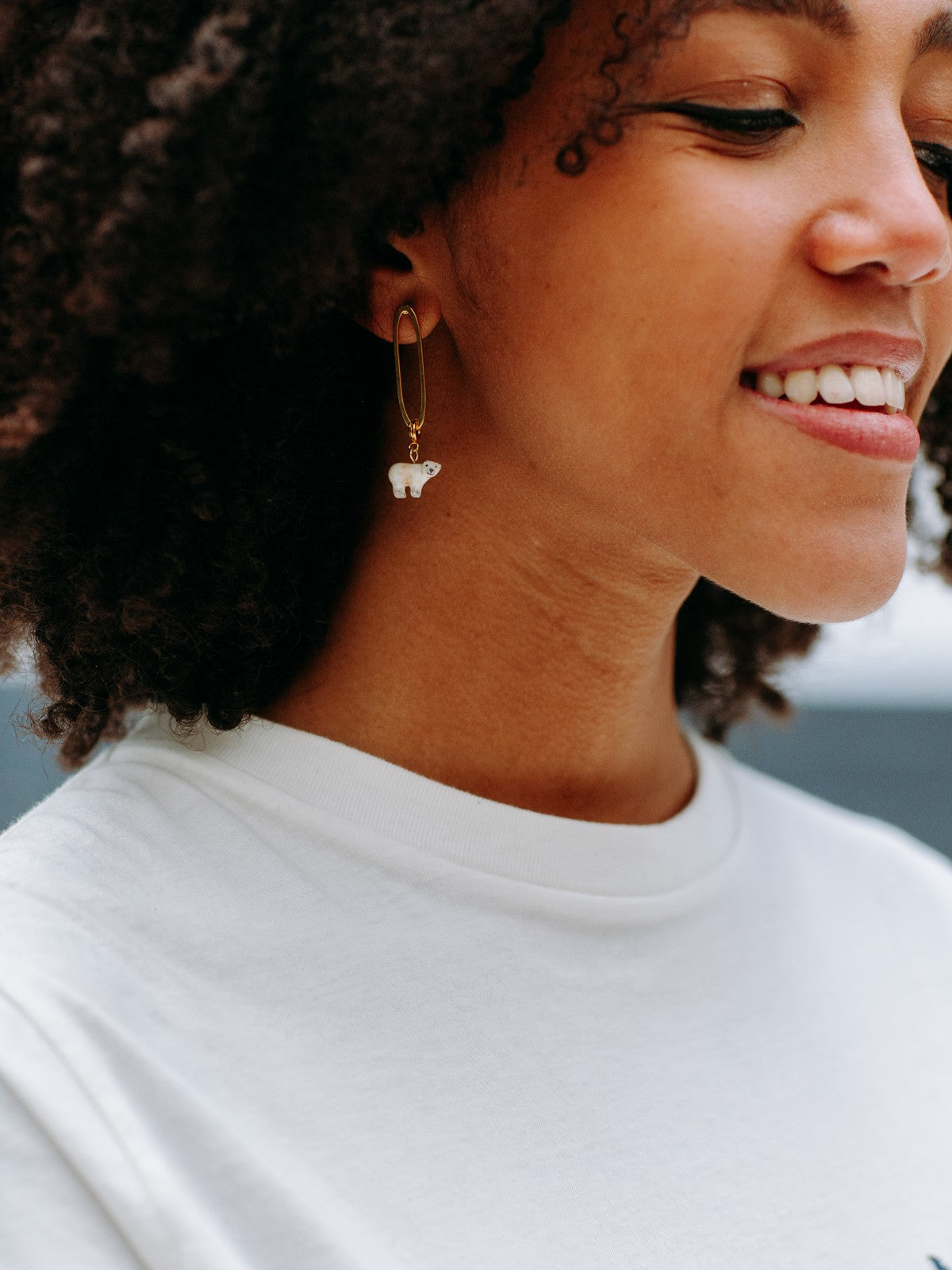 Charm's ours polaire animal porcelaine peint à la main