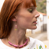 Collier cacatoès & perles roses
