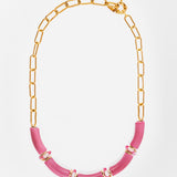 Collier cacatoès & perles roses