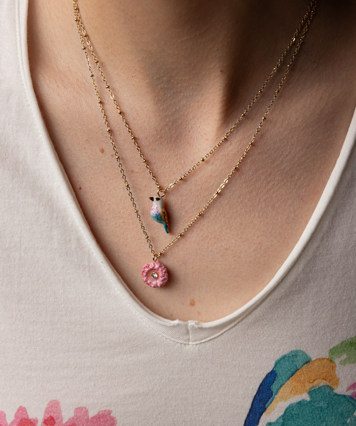 Collier chardon rose