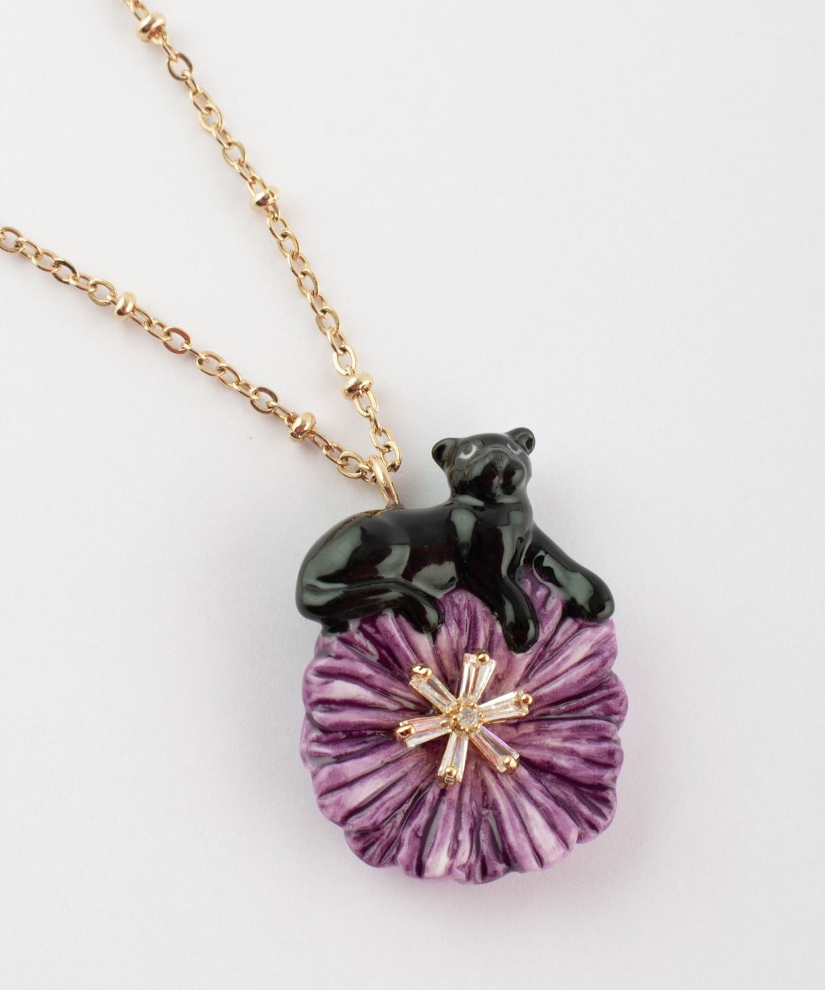 Collier chardon & panthère noire