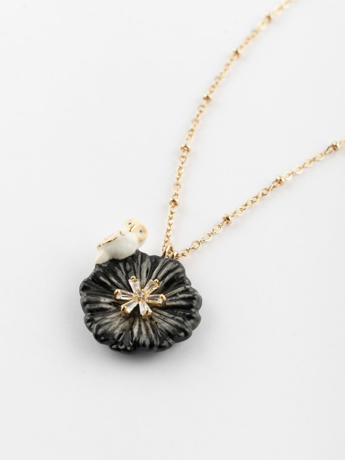 Collier chouette & chardon noir