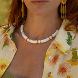 Collier coquillages & perles blanches