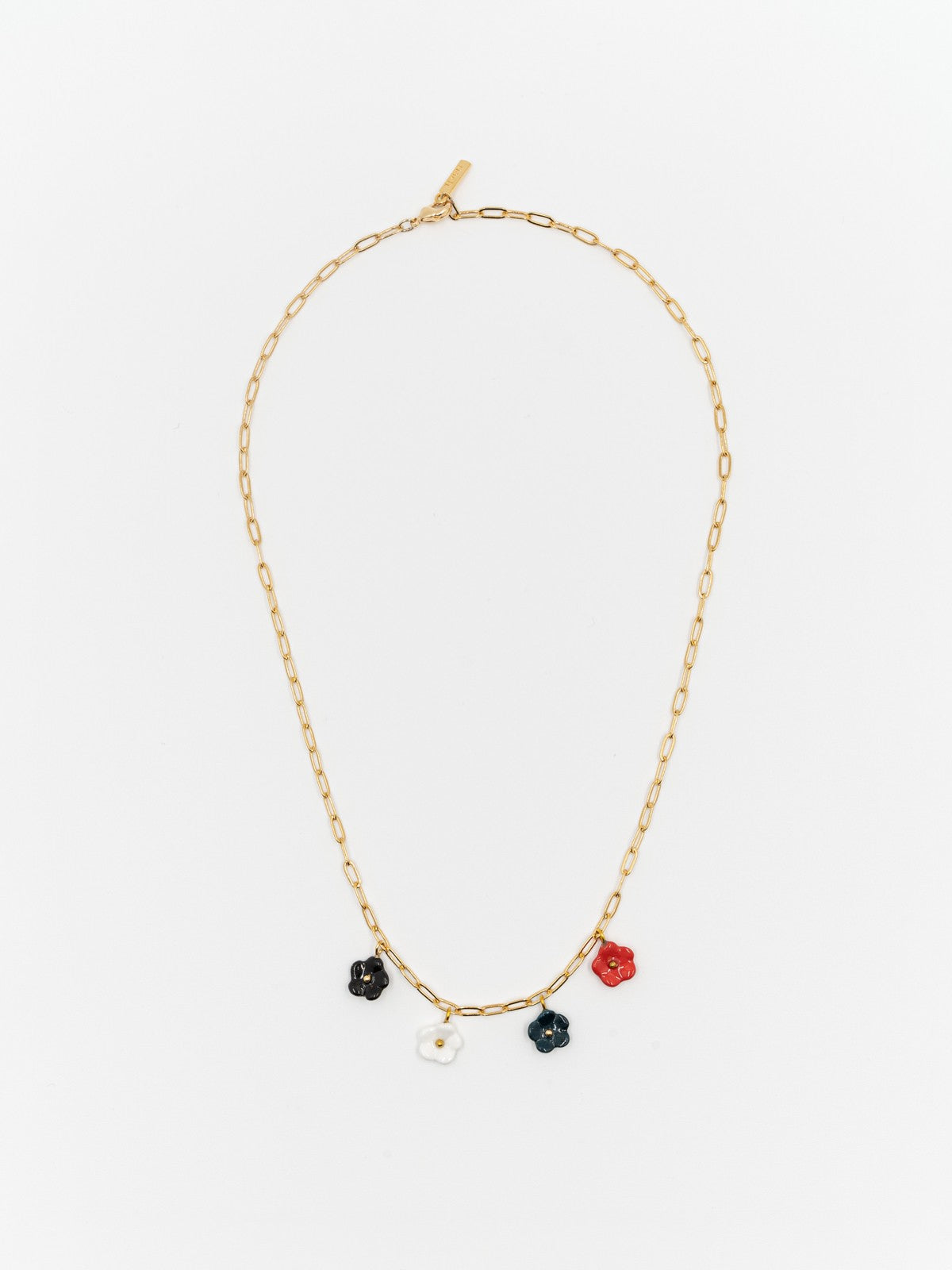 Collier fleurs végétal porcelaine peint à la main